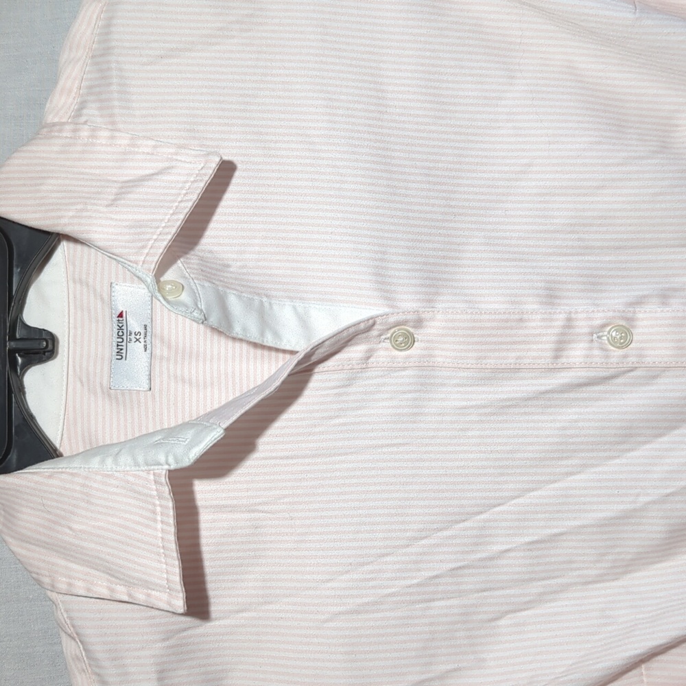 UNTUCKit Clara Pink White Pin Stripe‎ Long Sleeve Button-down Women's Size XS